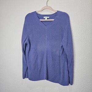 Coldwater Creek Women's Purple V-Neck Ribbed Long Sleeve Sweater Plus‎ Size 2X